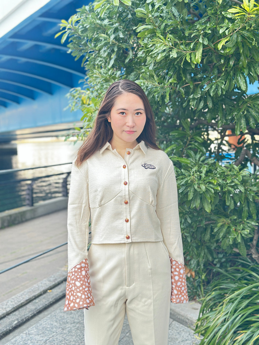 Cream blouse "Shimmery Deer"